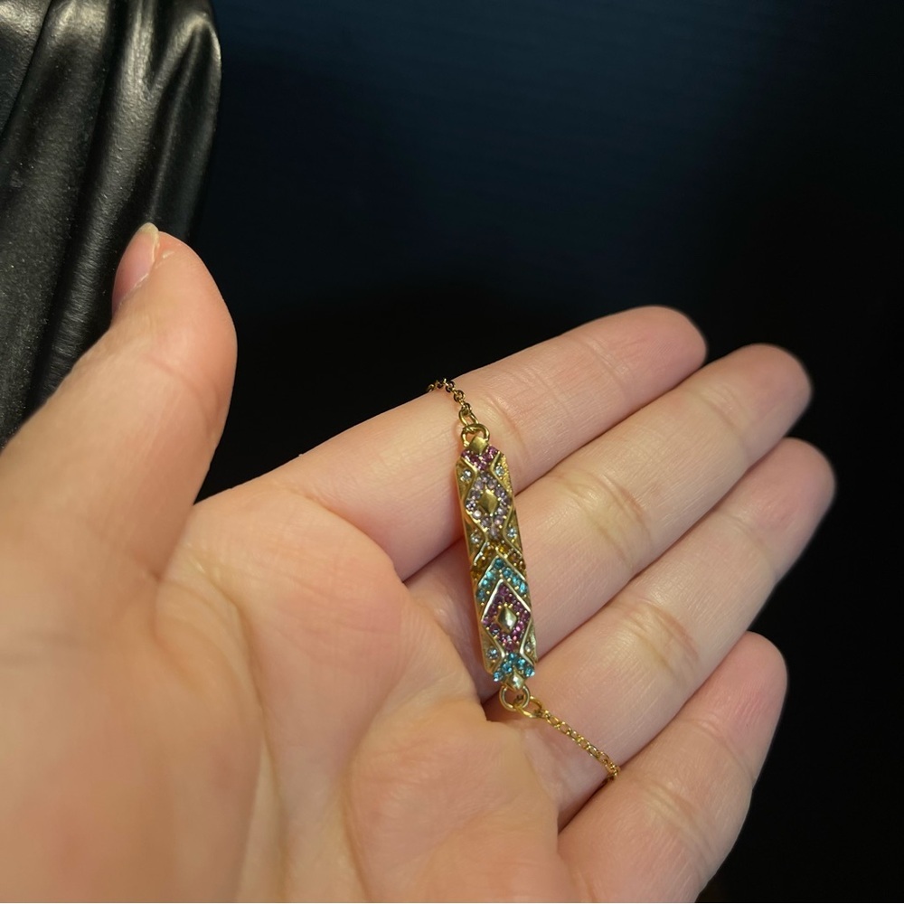 Plunder gold tone multi color chain bracelet